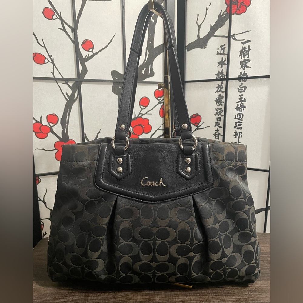 Coach Black Signature Canvas Shoulder Bag